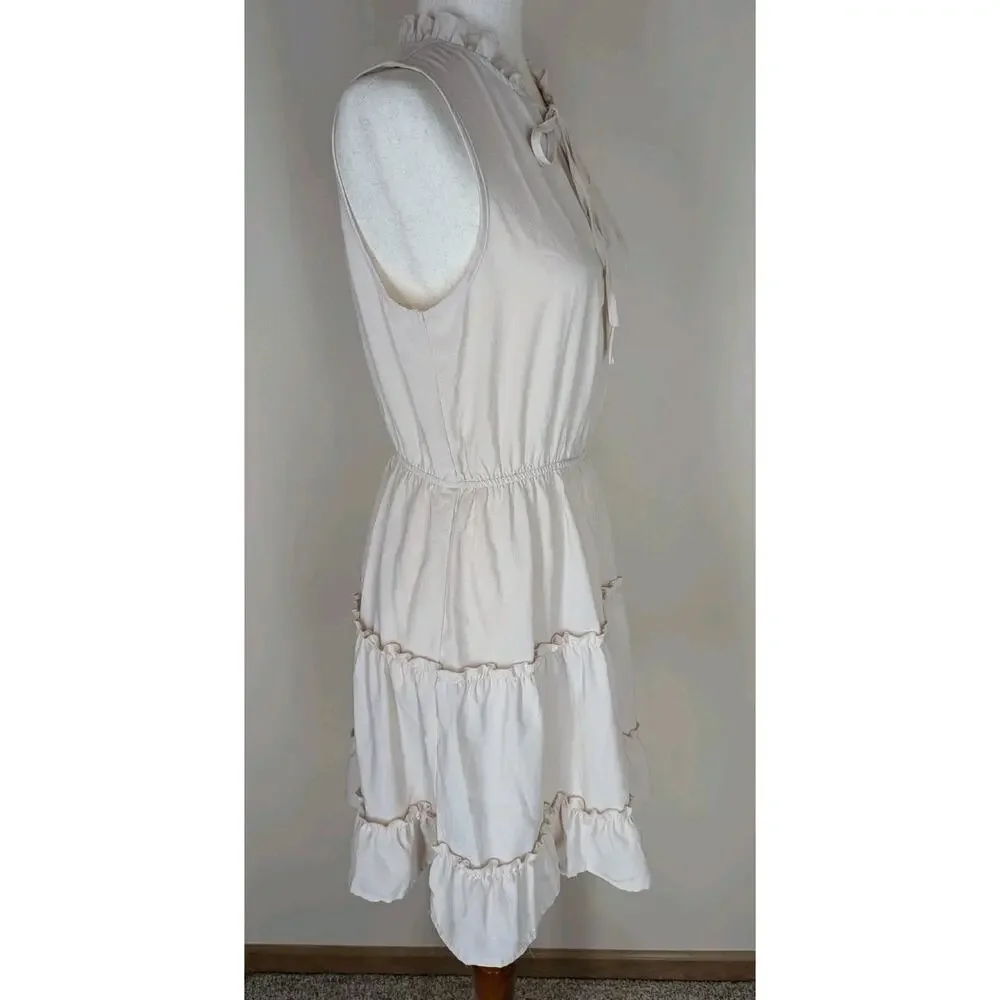 NWT Cupshe Women's Short Sleeveless Dress Ruffle Beige Size Small Beach Swim - Picture 9 of 16